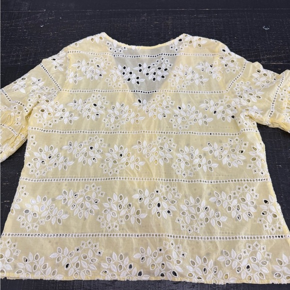 Chico's Yellow Eyelet Beaded Tunic with White Embroidery Top - Picture 5 of 5